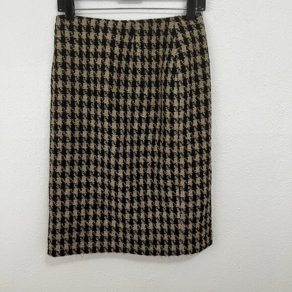 Talbots Houndstooth Tweed Blazer Skirt Set Sz 4 Wool Blend Pockets Zipper Front - Picture 9 of 12